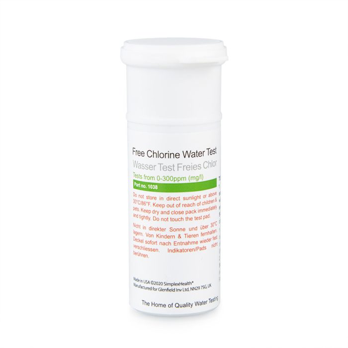 Free Chlorine Water Test 0-300ppm (50 Strips)