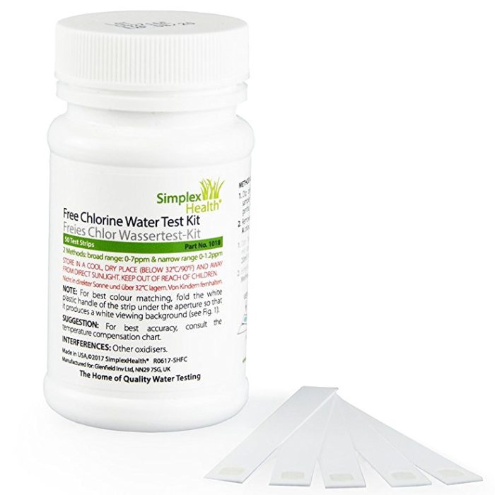 Free Chlorine Water Test 0-7ppm (50 Strips)