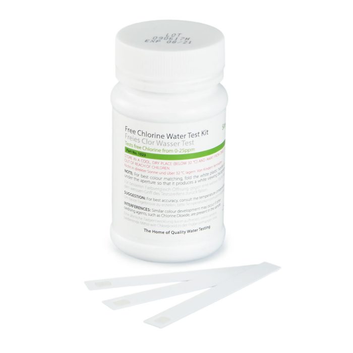 Free Chlorine Water Test 0-25ppm (50 strips)